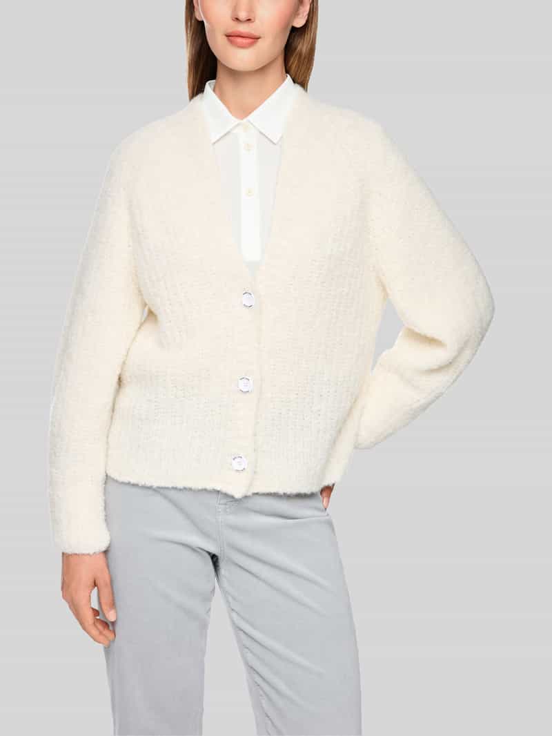 Marc Cain Cardigan van mix van alpaca en wol met labelpatch
