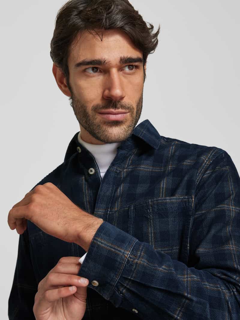Tom Tailor Regular fit vrijetijdsoverhemd van puur katoen met corduroy ruitmotief