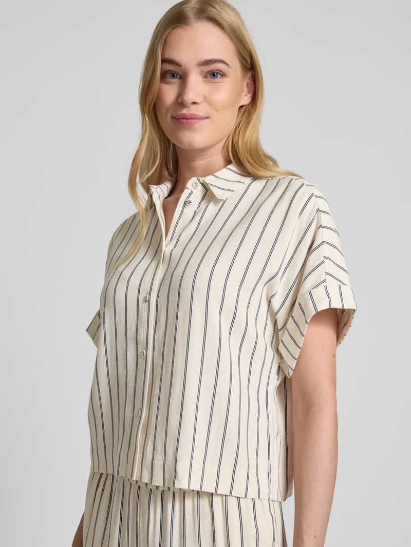 Selected Femme Korte blouse van een mix van viscose en linnen model 'VIVA'