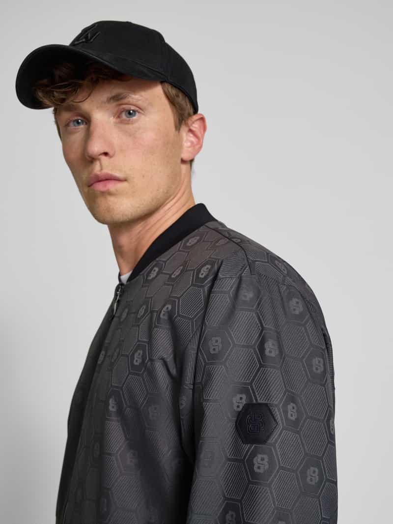 BOSS Green Regular fit lange bomberjack met tweewegritssluiting