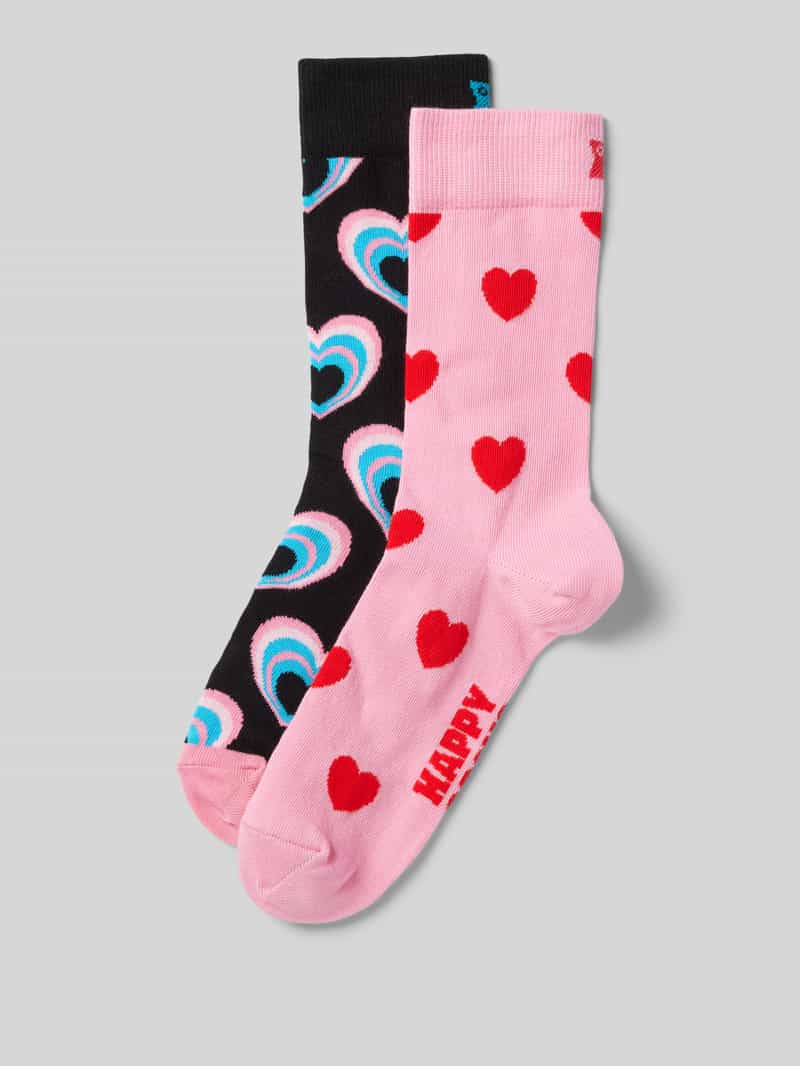 Happy Socks Sokken met labelopschrift in een set van 2 paar model 'Valentine s Gift'