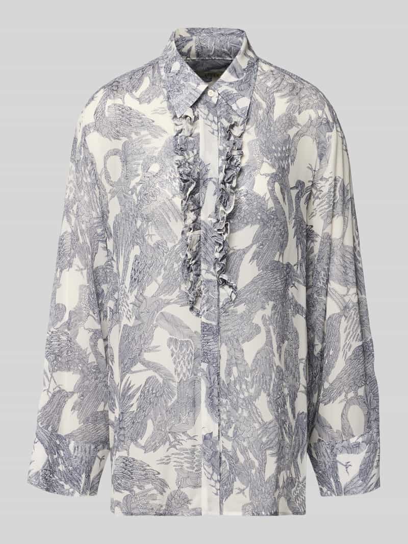 relaxed fit overhemdblouse van pure viscose model 'Jessi'