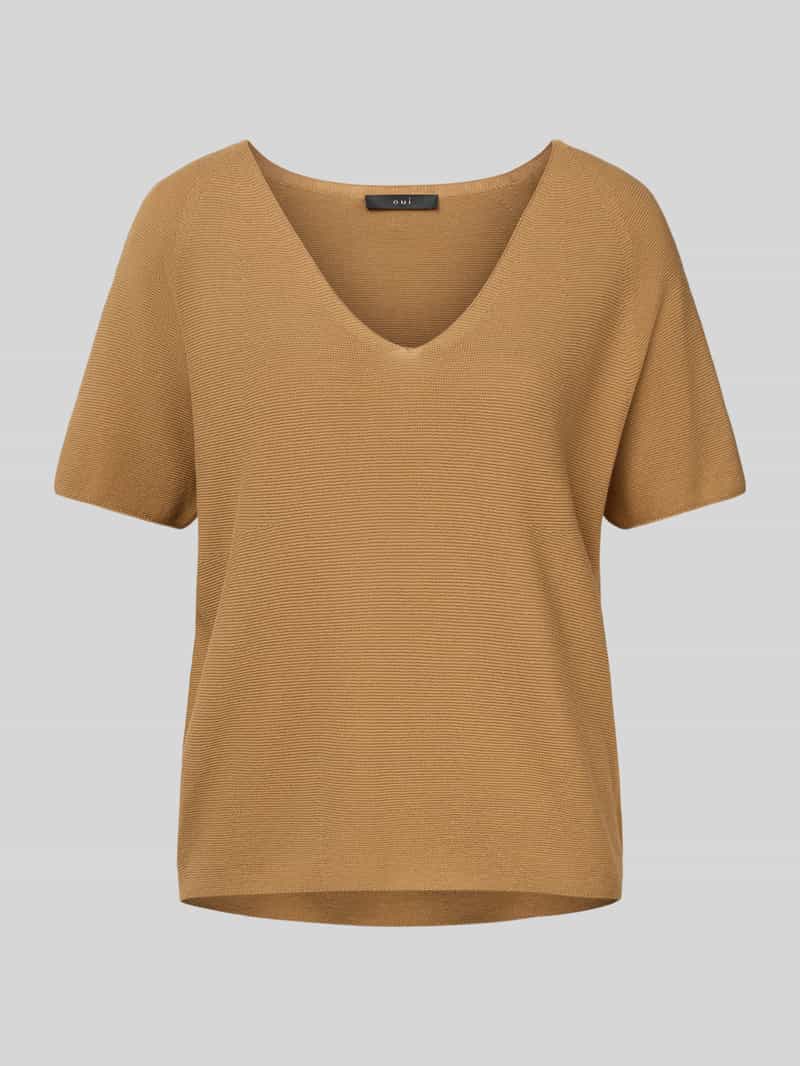 Gebreid shirt met V-hals
