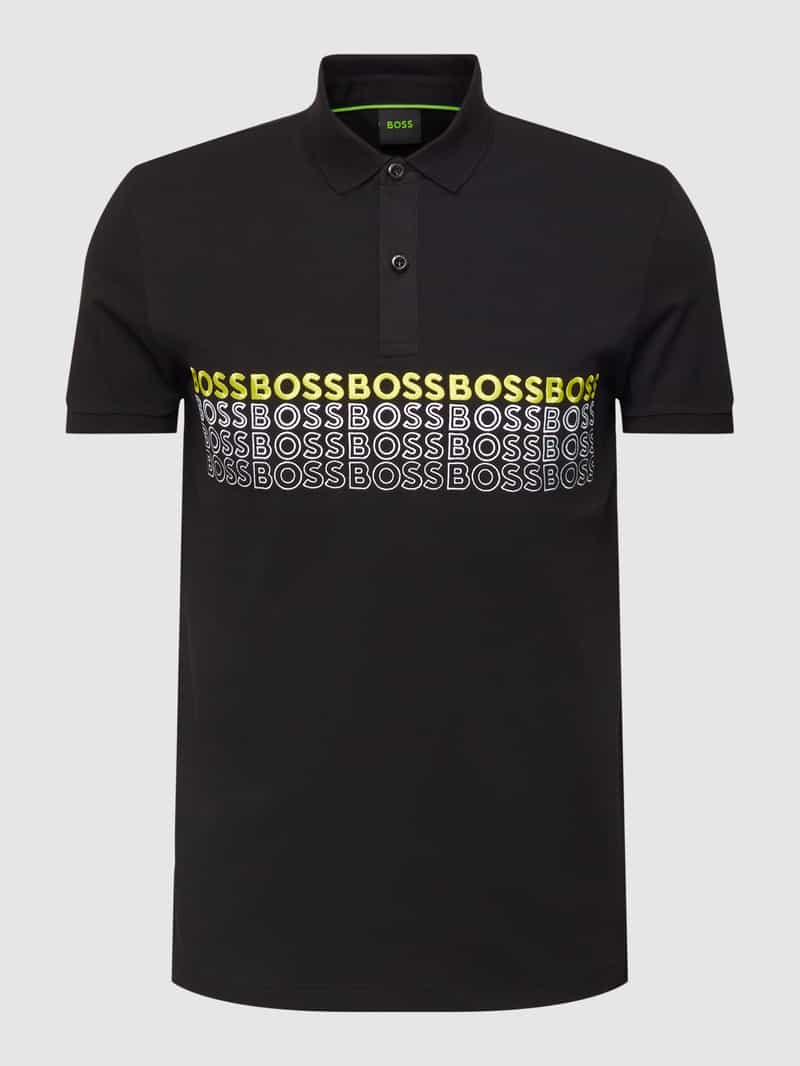 BOSS Green Poloshirt met labelstitching model 'Pavel'