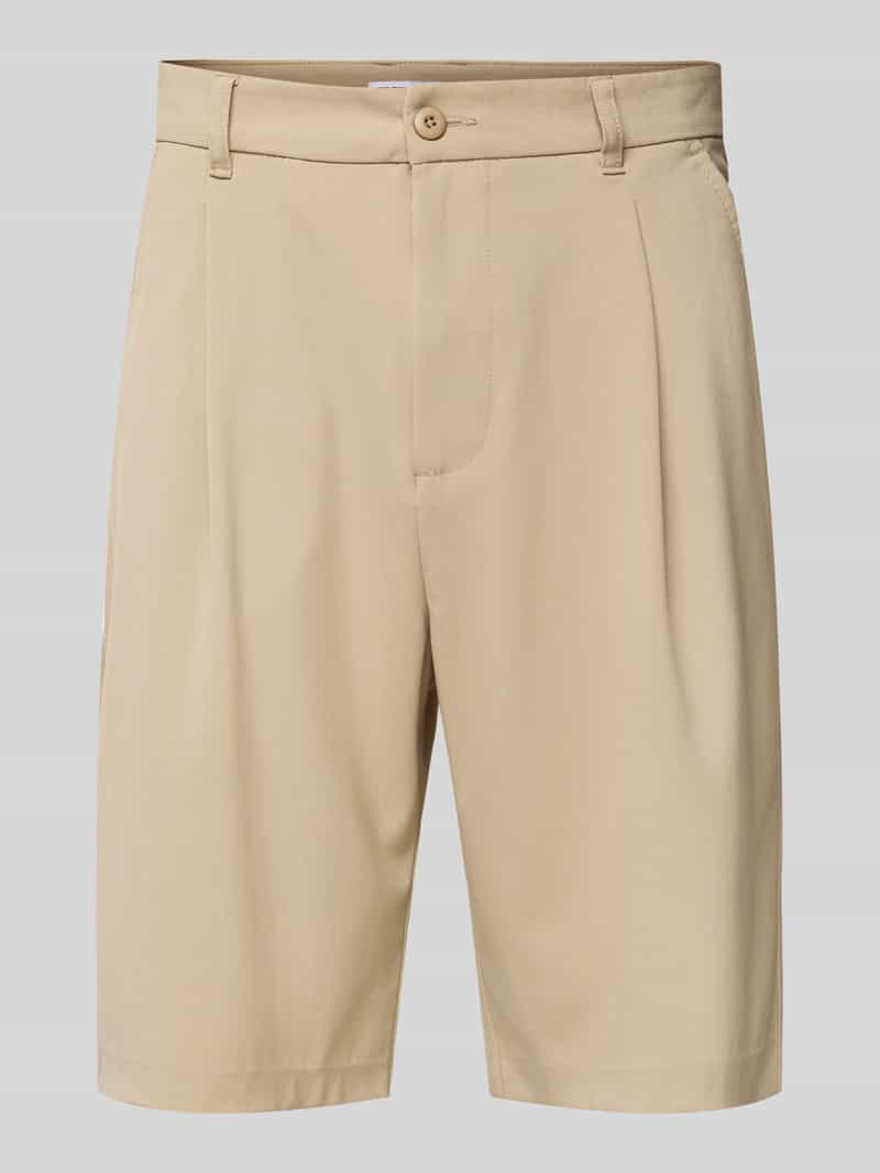 REVIEW Korte tailored fit broek met bandplooien