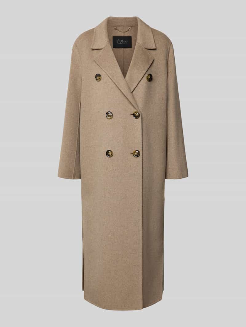 S.Oliver BLACK LABEL Lange jas van wol met dubbele knoopsluiting