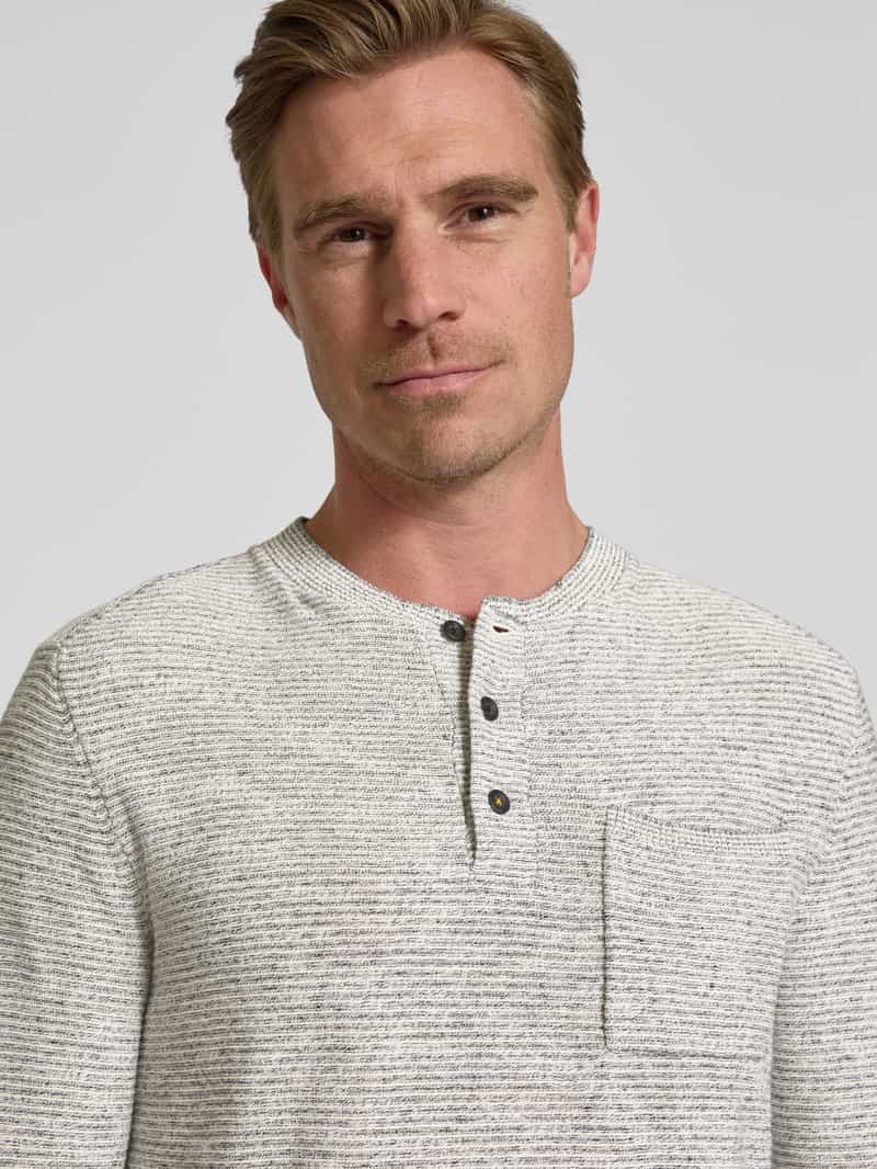 camel active Gebreide pullover met borstzak model 'Henley'