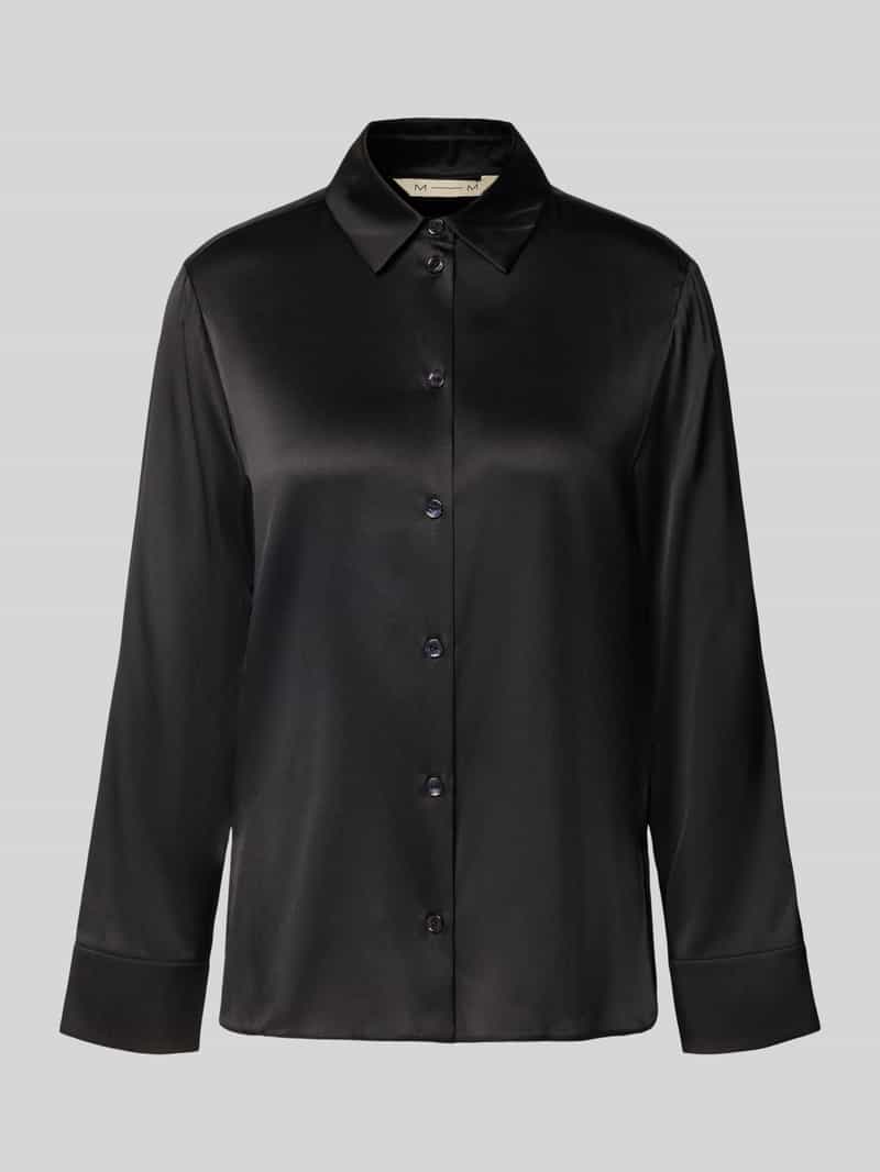 MM by Max Mara Longline blouse met lange mouwen van zijde met labeldetail