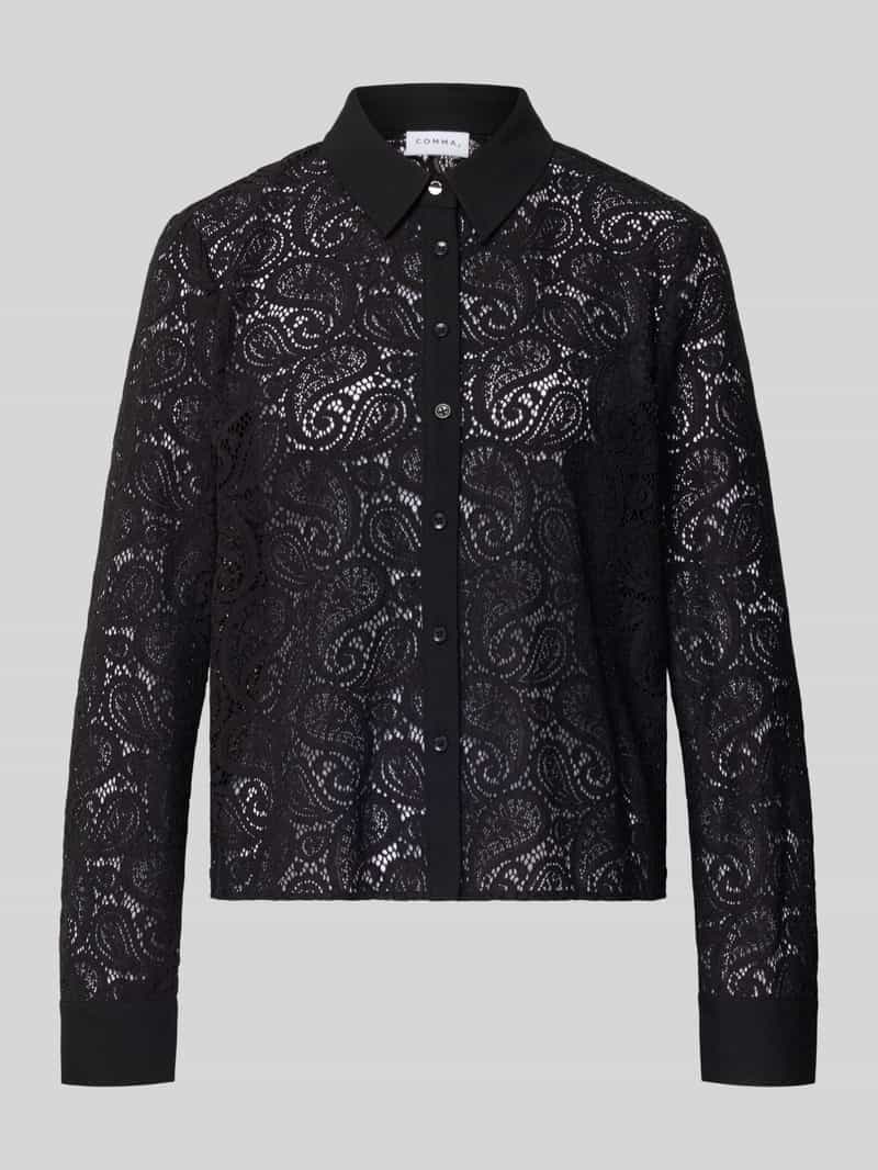 comma Regular fit blouse van kant model 'EXPLORE'