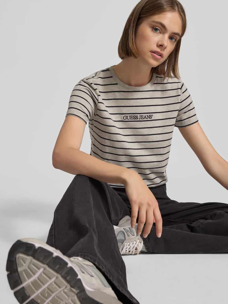 Guess Jeans Regular fit T-shirt met labelstitching