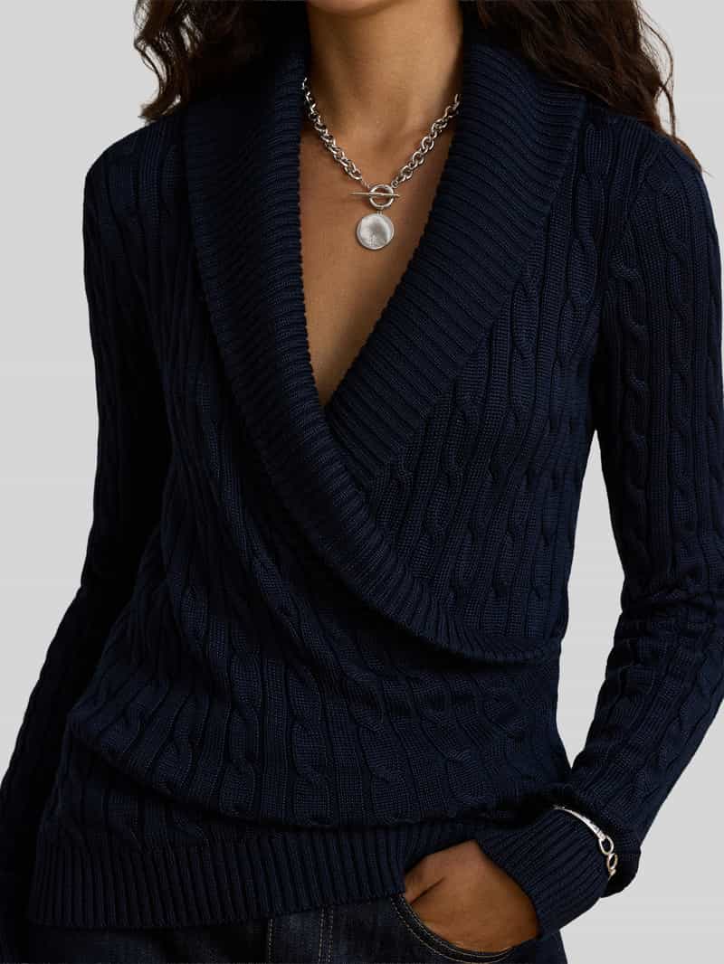 Lauren Ralph Lauren Regular fit pullover van mix van katoen en viscose marineblauw, foto 4