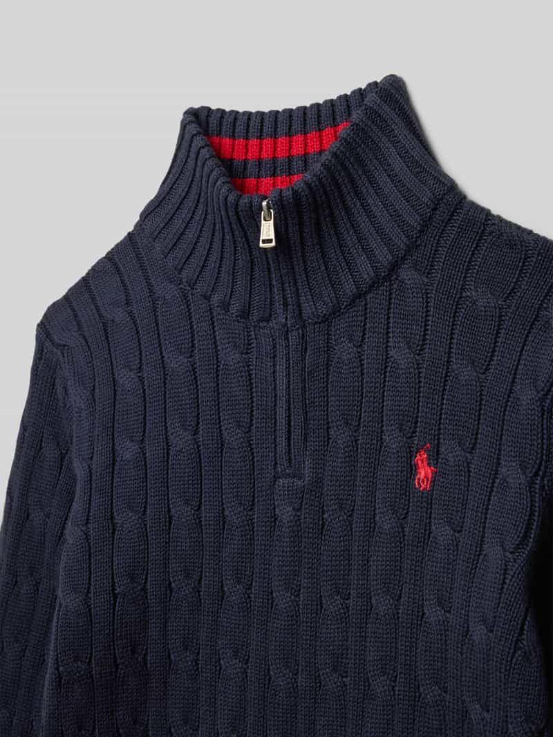 Polo Ralph Lauren Teens Gebreide pulllover met opstaande kraag en ritssluiting