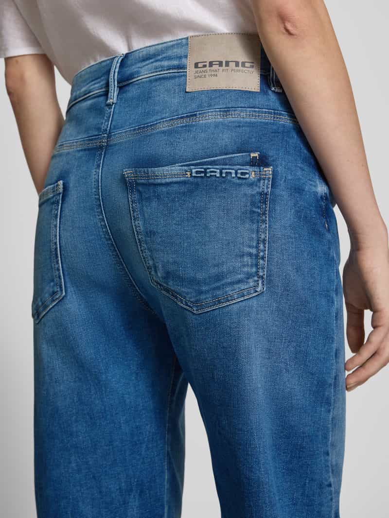 Gang Korte jeans in used-look met labeldetail