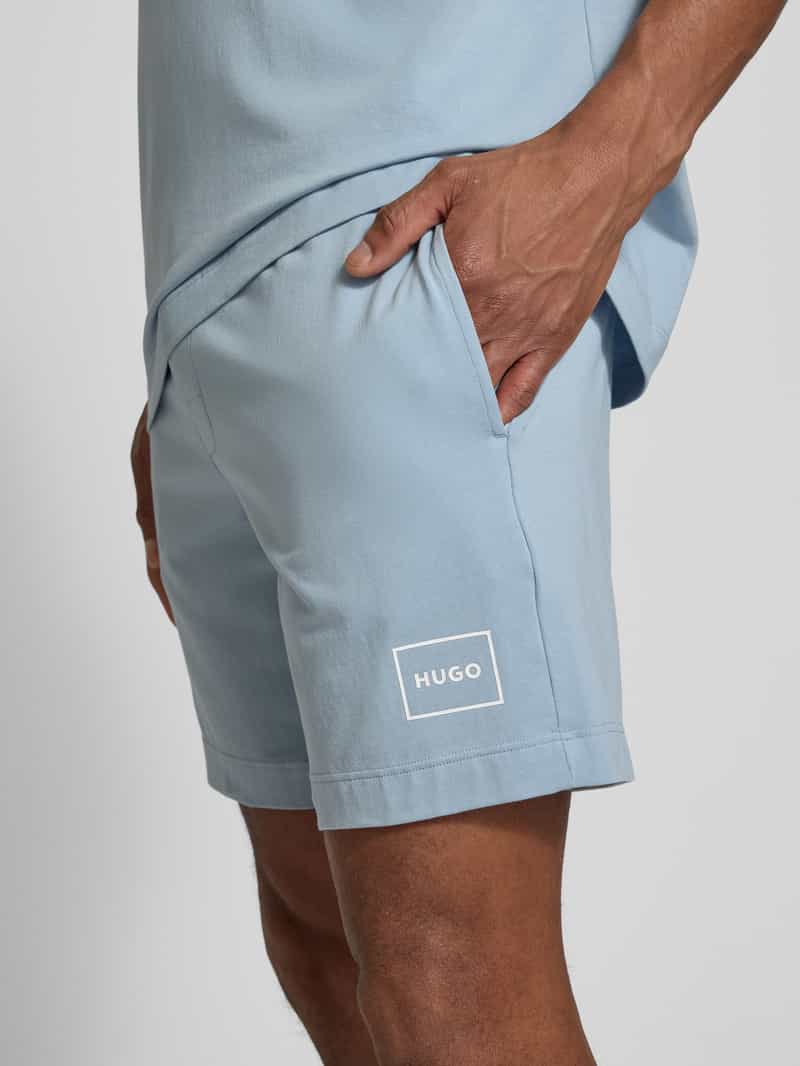 HUGO Regular fit sweatshorts met labelprint model 'Laze'