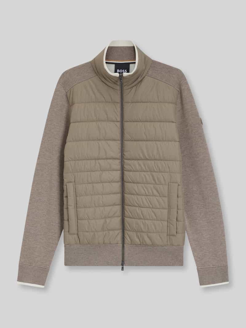 Boss regular fit gebreid jack van mix van katoen en scheerwol model 'H-Facente'