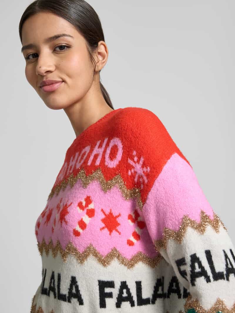 Christian Berg Woman Kersttrui met ribboorden