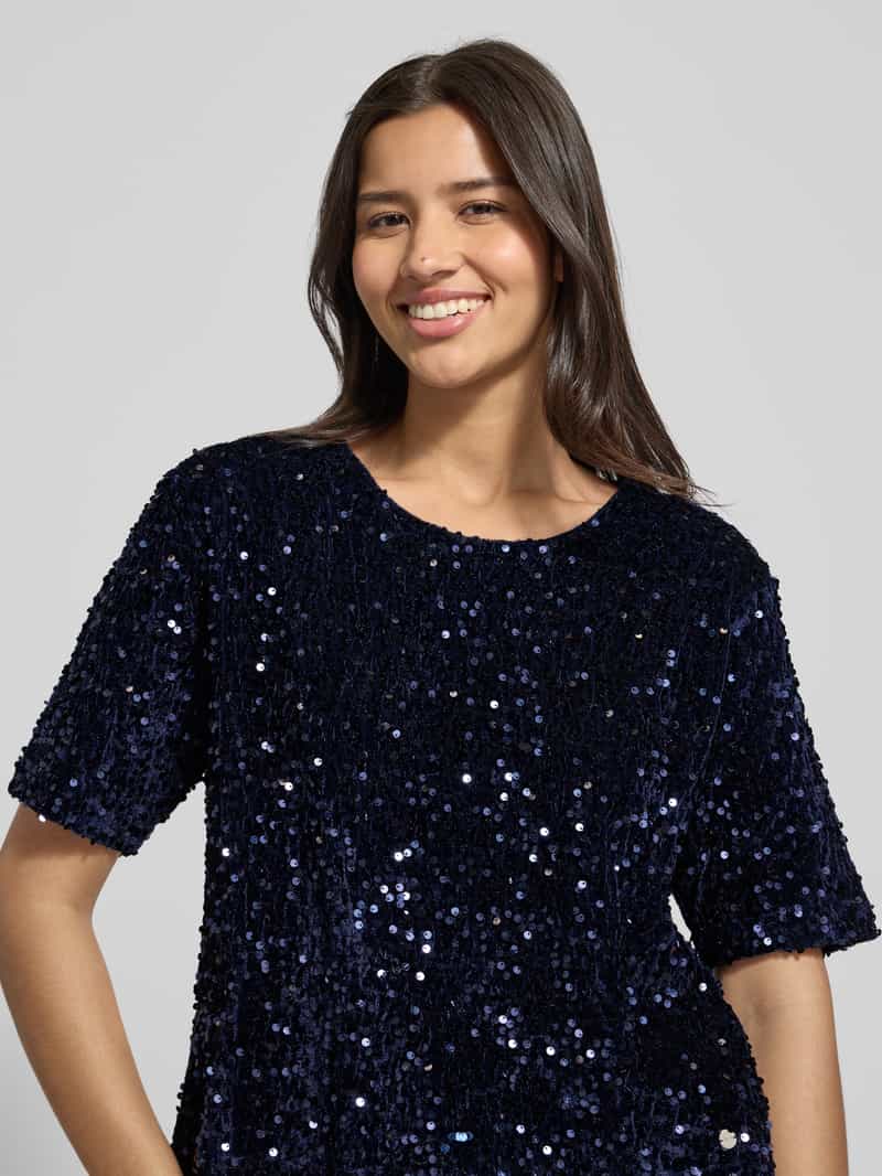 BRAX Relaxed fit T-shirt met all-over pailletten model 'Cara'