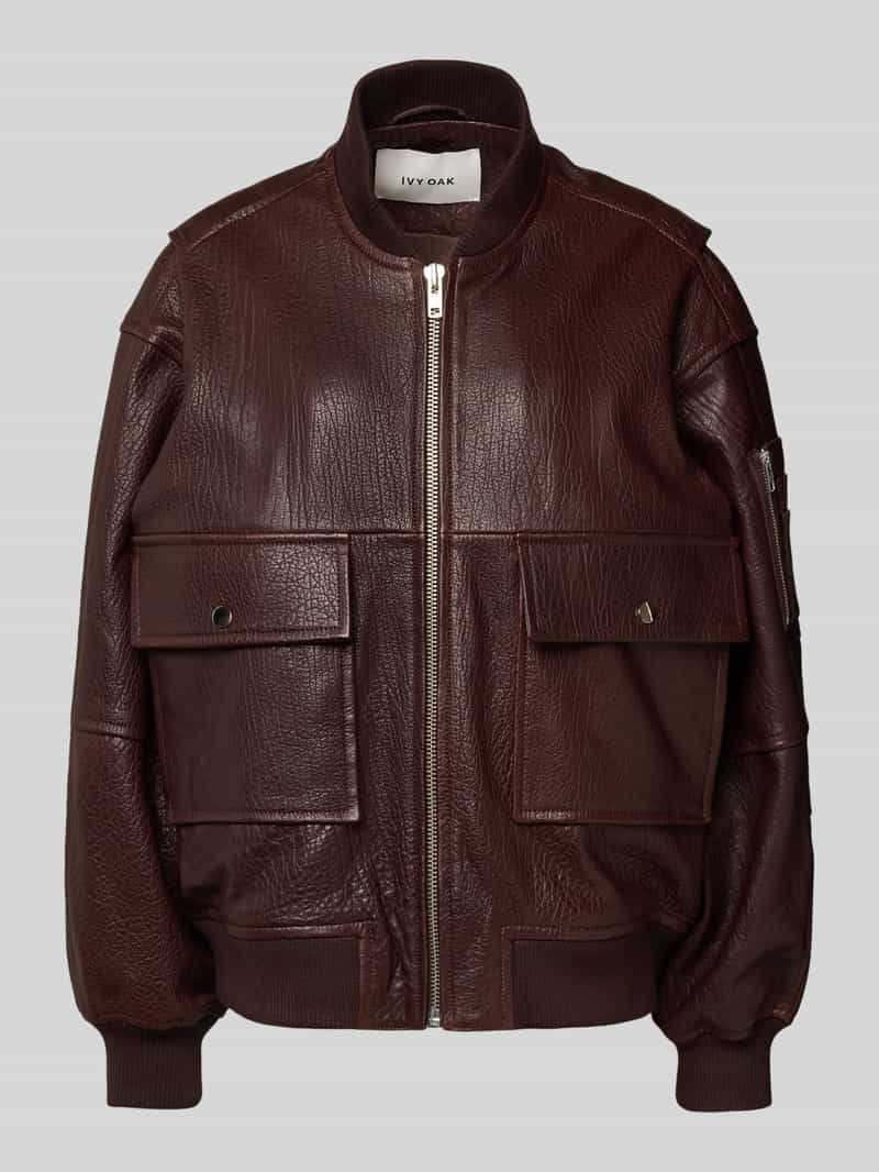 Ivy Oak Leren jack van echt leer met klepzakken model 'LARA'