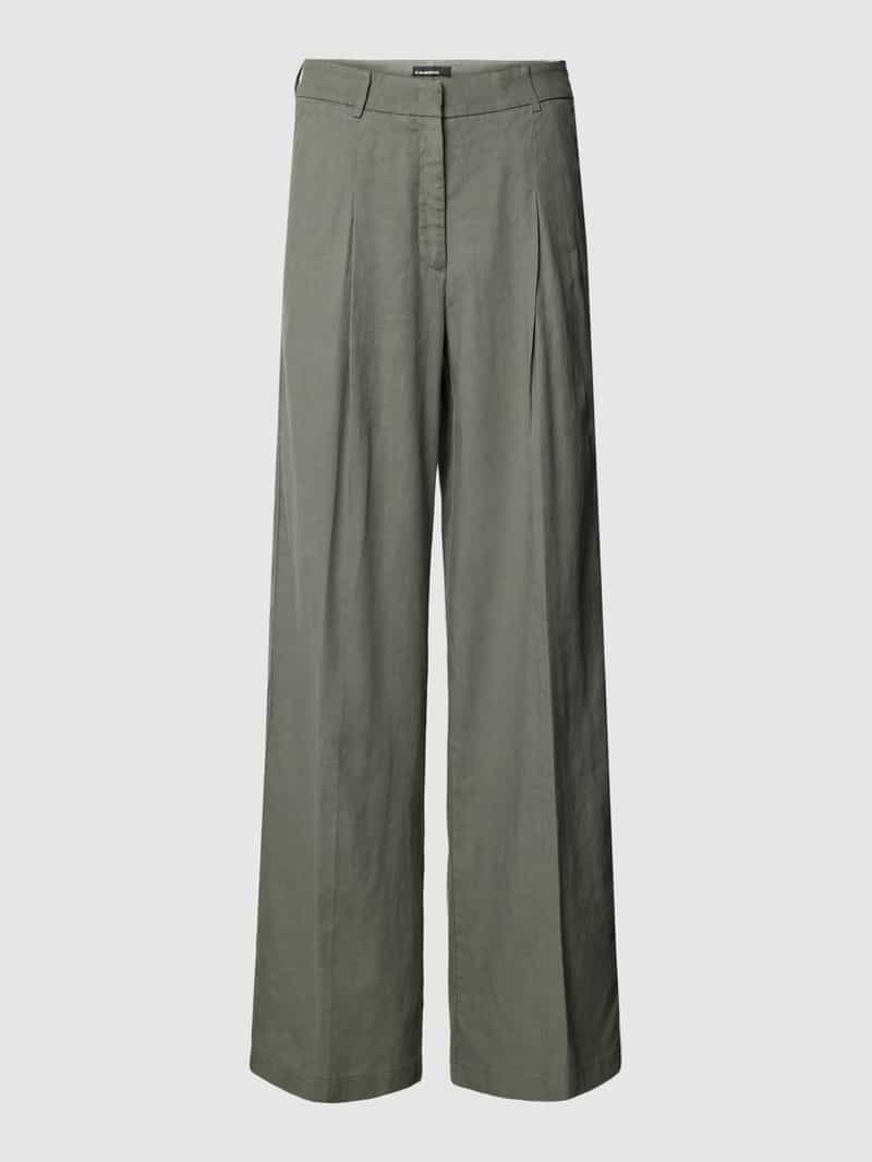 CAMBIO Wide leg linnen broek met bandplooien model 'MIRA'