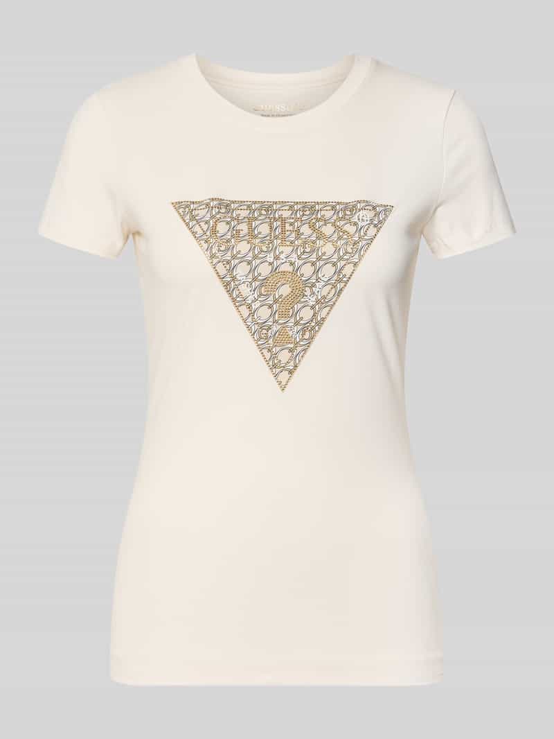 Guess Slim fit T-shirt van katoenmix met logoprint