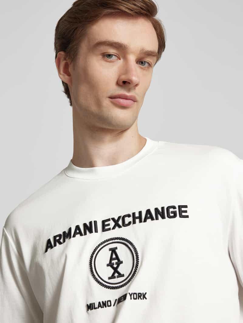 Armani Exchange T-shirt met geribde ronde hals