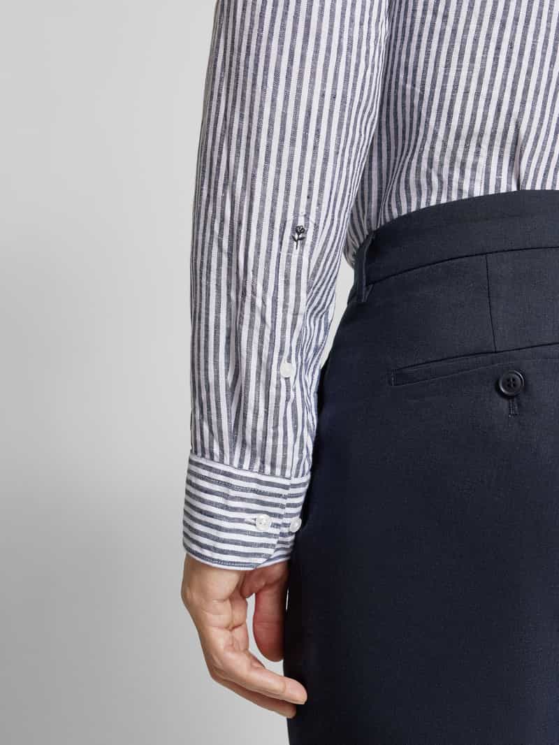 seidensticker Slim fit zakelijk overhemd van linnen met streepmotief
