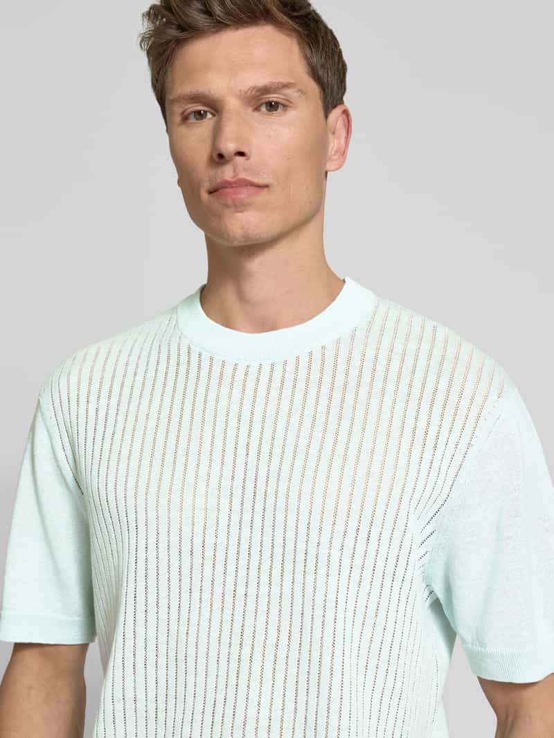 Boss Orange Regular fit T-shirt van een mix van linnen en katoen model 'Ajordino'