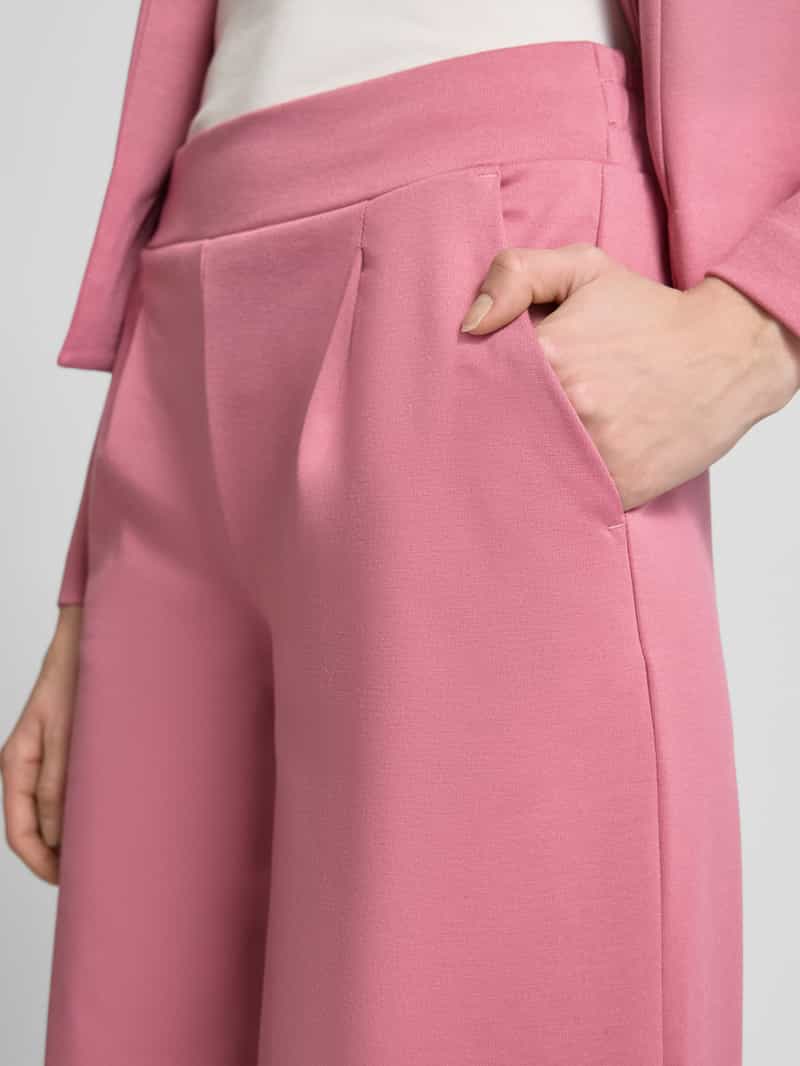 Ichi Wide leg stoffen broek met bandplooien model 'KATE'