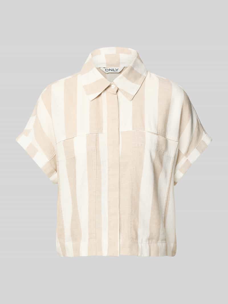 Only Boxy fit overhemdblouse van een mix van viscose en linnen model 'CARO'
