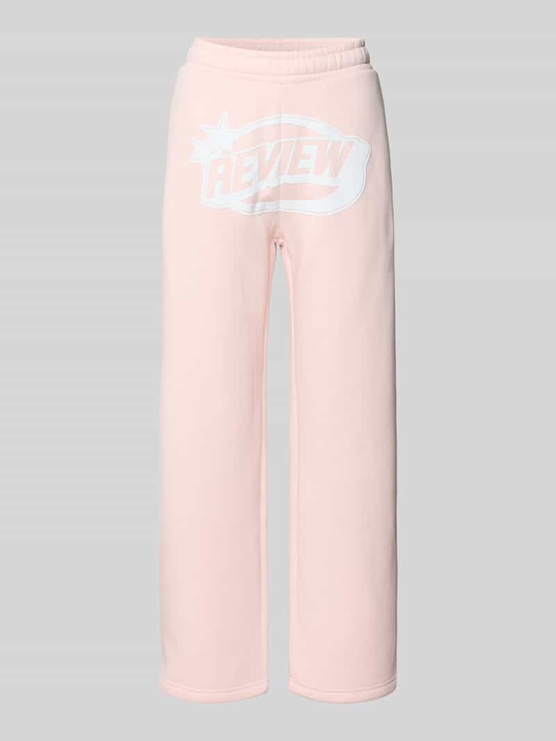 Review Straight leg sweatpants met logo en elastische band