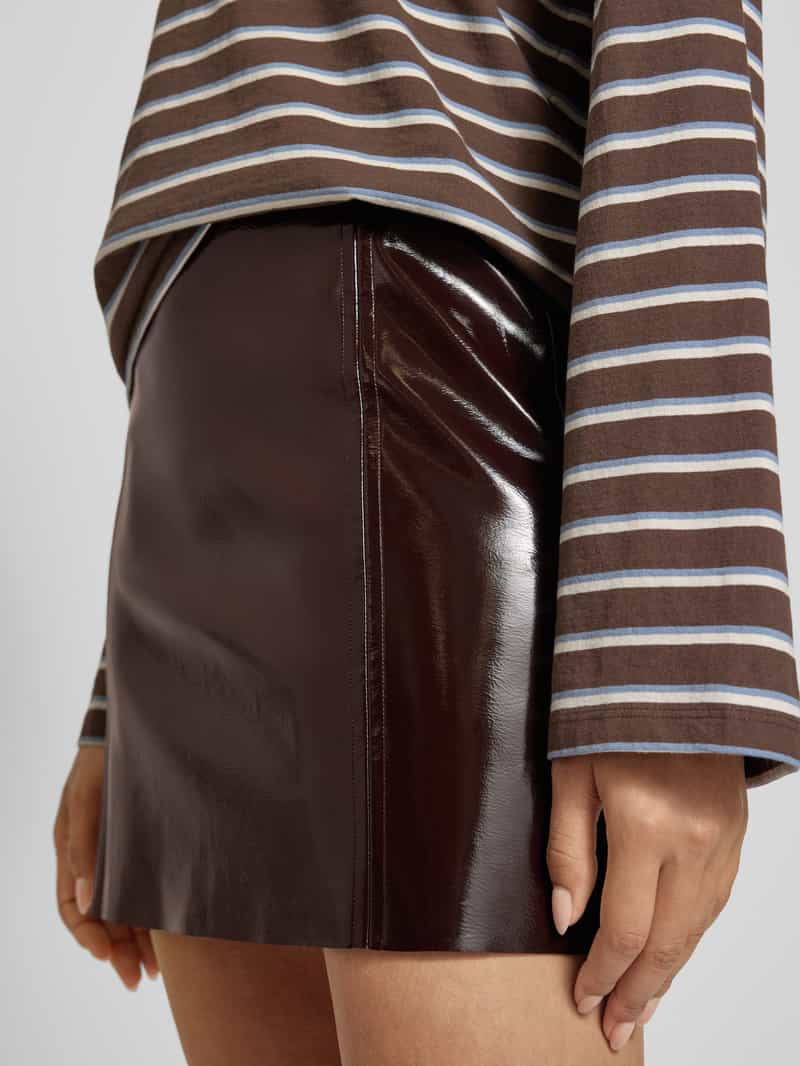 Jake*s Casual Minirok in leerlook met deelnaden