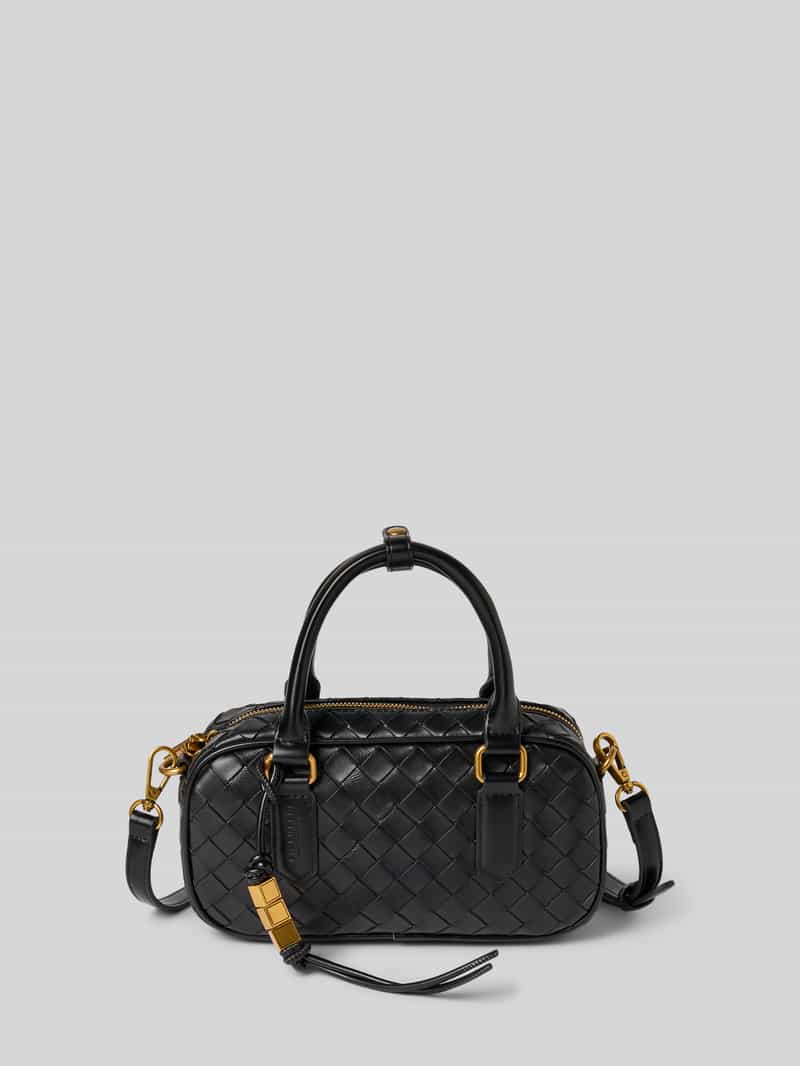 Seidenfelt Handtas in gevlochten look model 'KINNA BOWLING BAG'