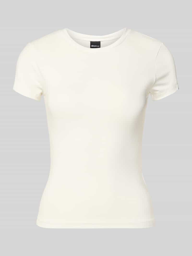 Gina Tricot T-shirt van een mix van viscose en elastaan met ronde hals