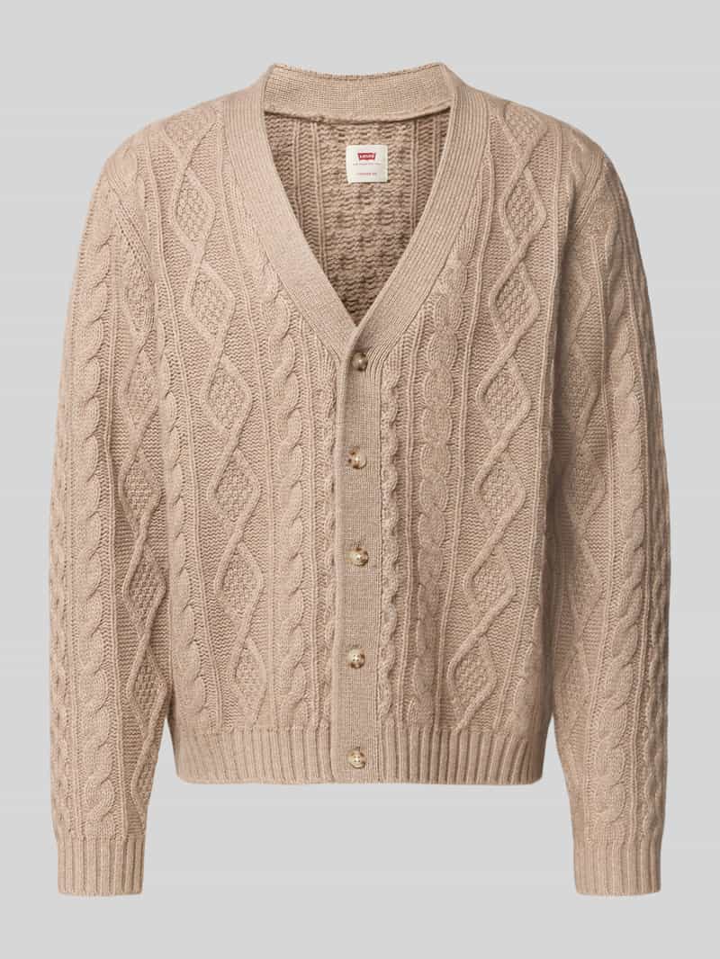 Levi's Gebreid jack met kabelpatroon model 'FUNGI HEATHER'