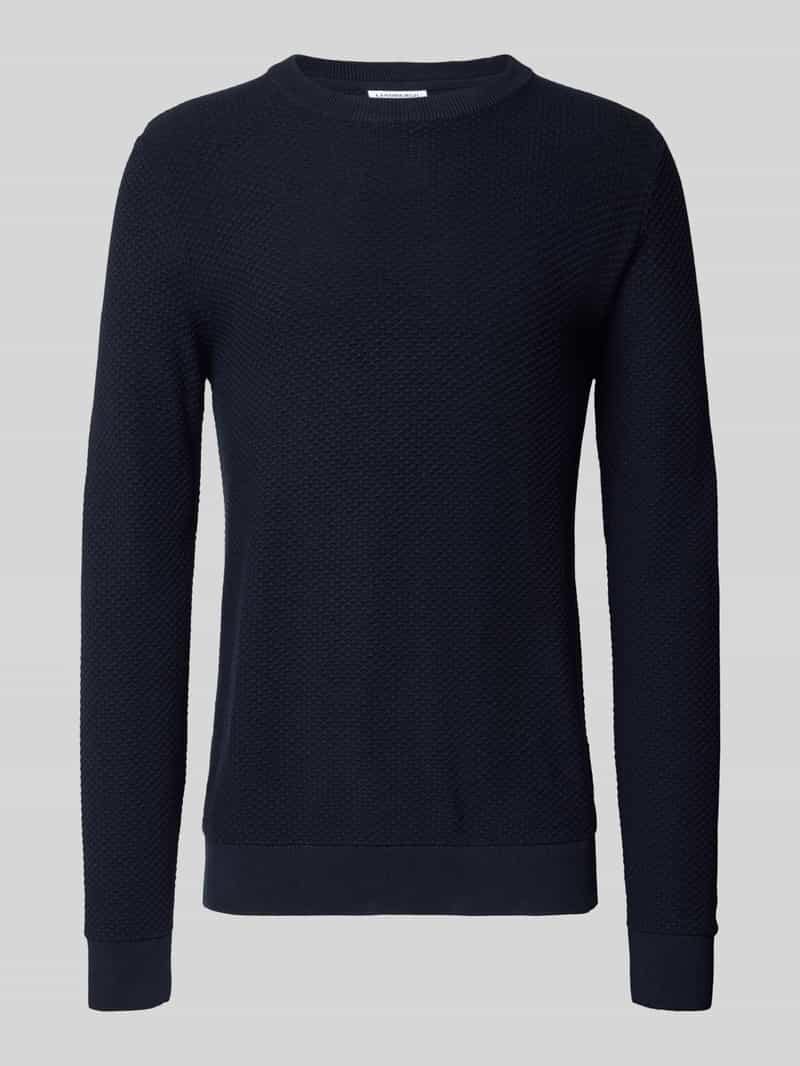 lindbergh Gebreide pullover met structuurmotief en ronde hals