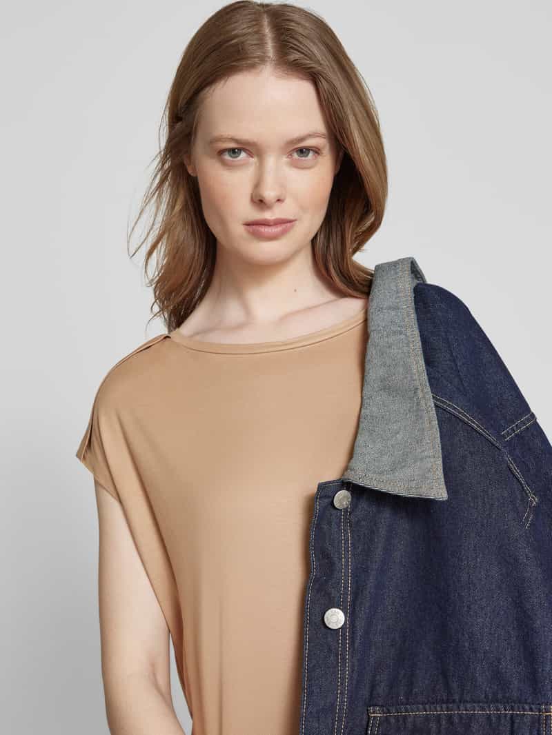 Opus T-shirt met geribde ronde hals model 'Sestern'