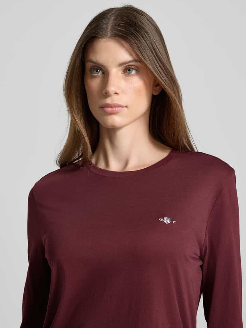 Gant Shirt met lange mouwen ronde hals en logostitching