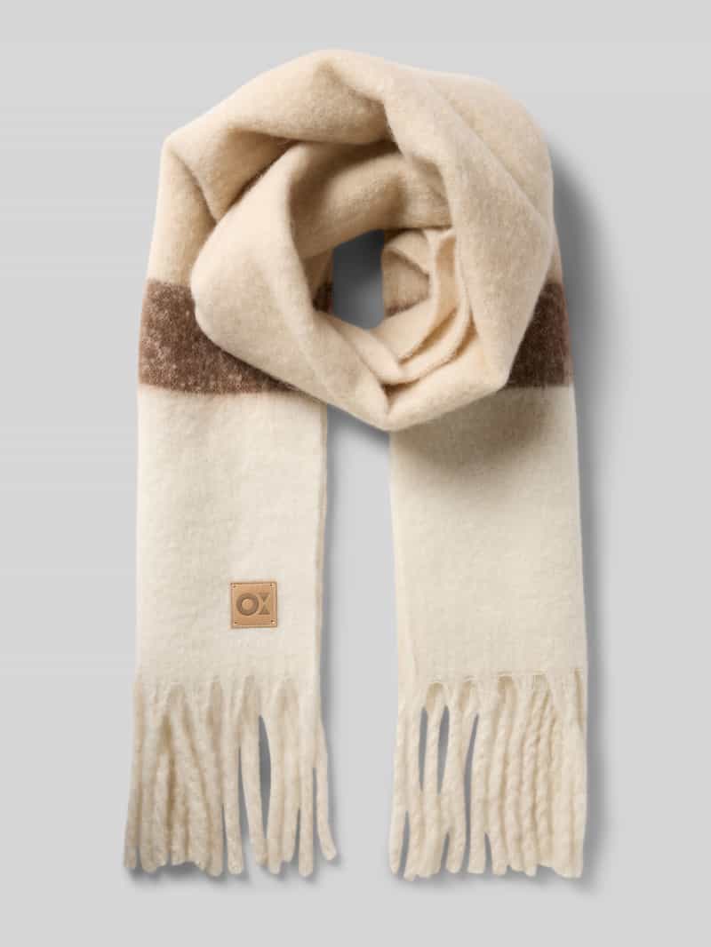 Opus Sjaal met franjes en labeldetail model 'Allanis'