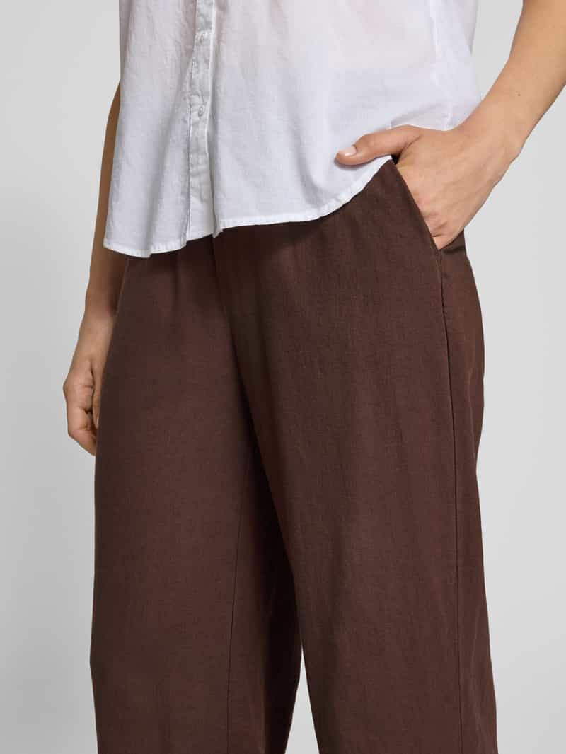 Soyaconcept Straight leg linnen broek met tunnelkoord model 'Ina'