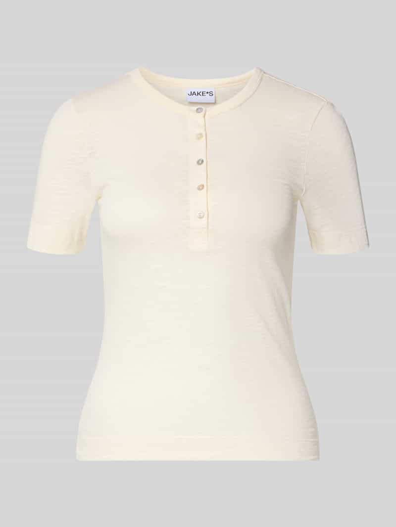 T-shirt met ronde hals en knoopsluiting