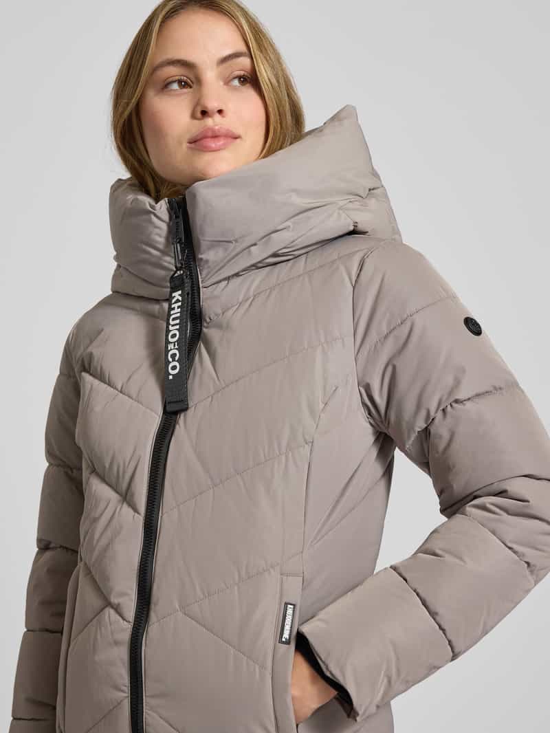 khujo Regular fit gewatteerde lange jas met logoprint model 'Darka'