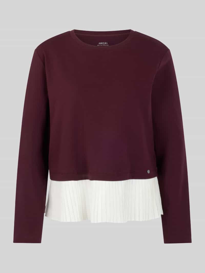 Marc Cain Loose fit shirt met lange mouwen van katoenmix met geplisseerd volantdetail