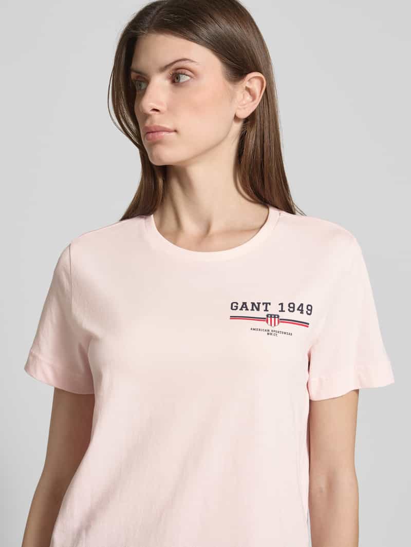 Gant Regular fit T-shirt van puur katoen met logoprint