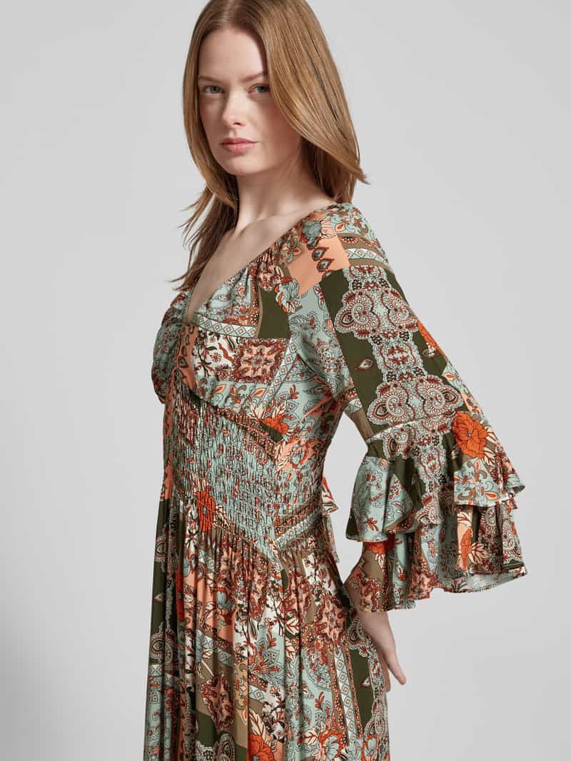 Apricot Midi-jurk met V-hals