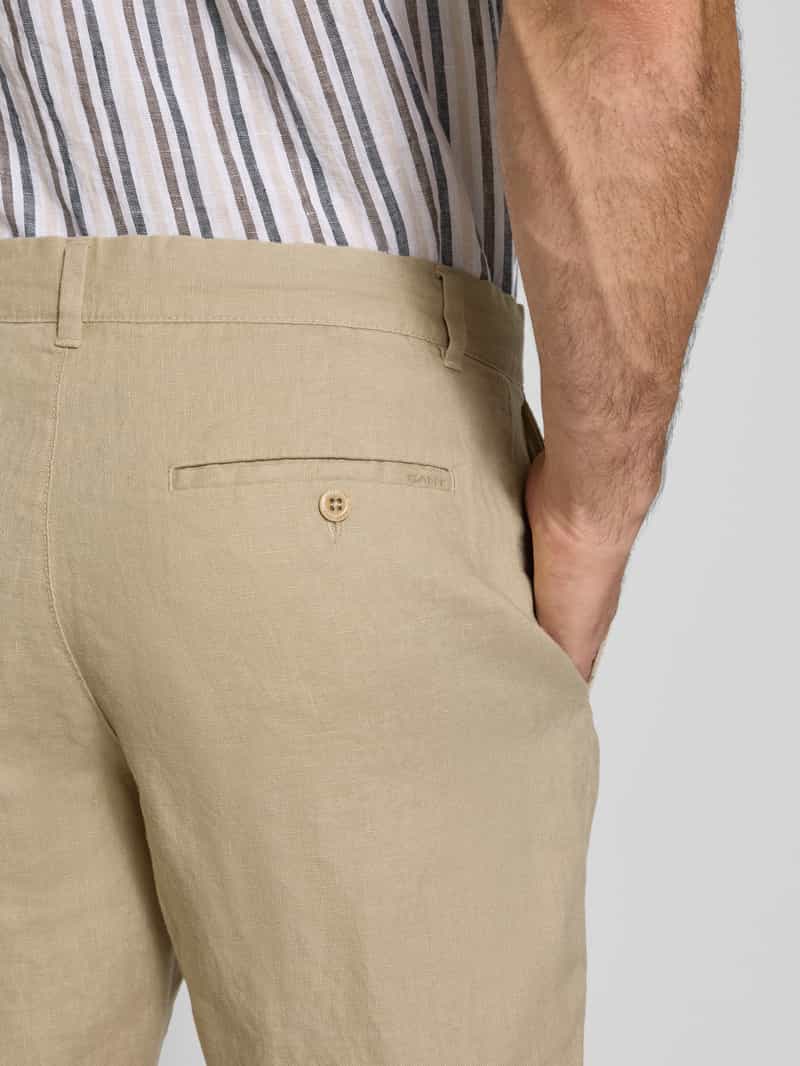 Gant Korte relaxed fit linnen broek met tunnelkoord