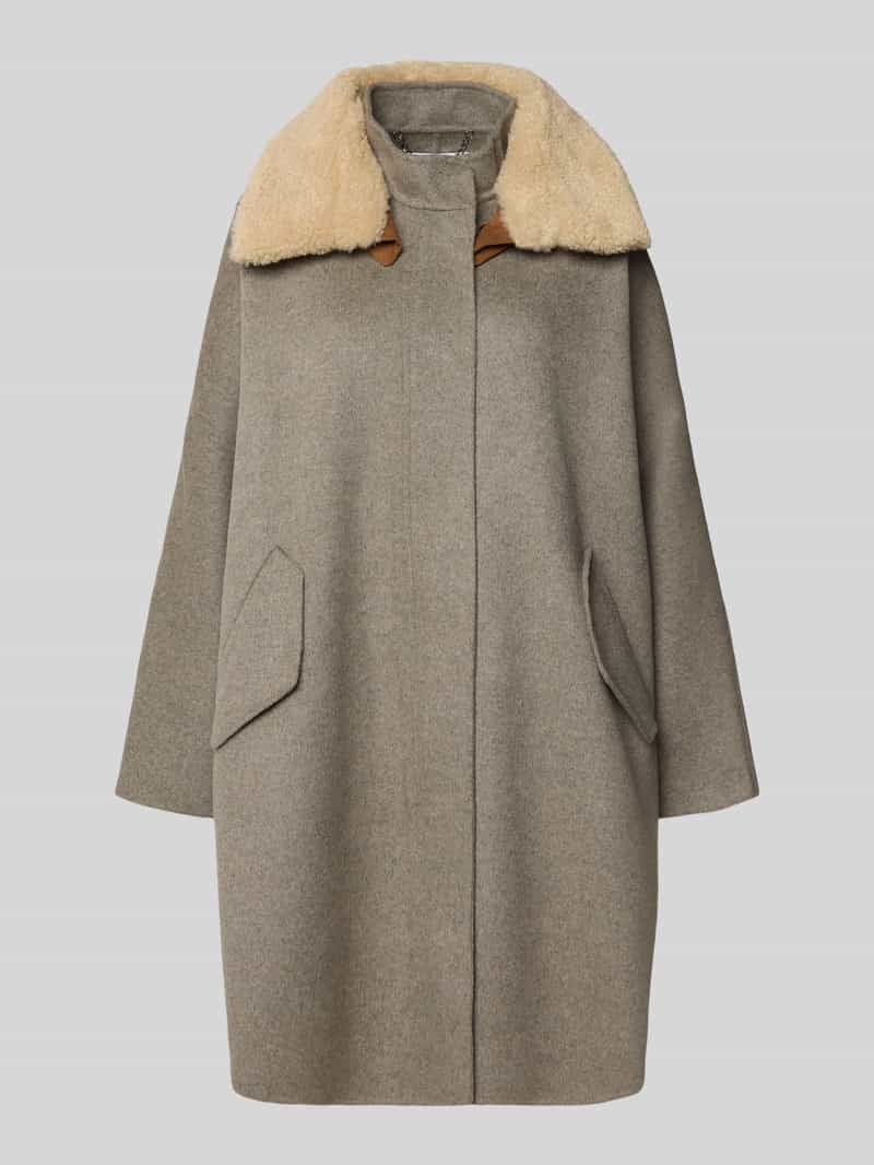 Blonde No. 8 Lange wollen jas met imitatiebont