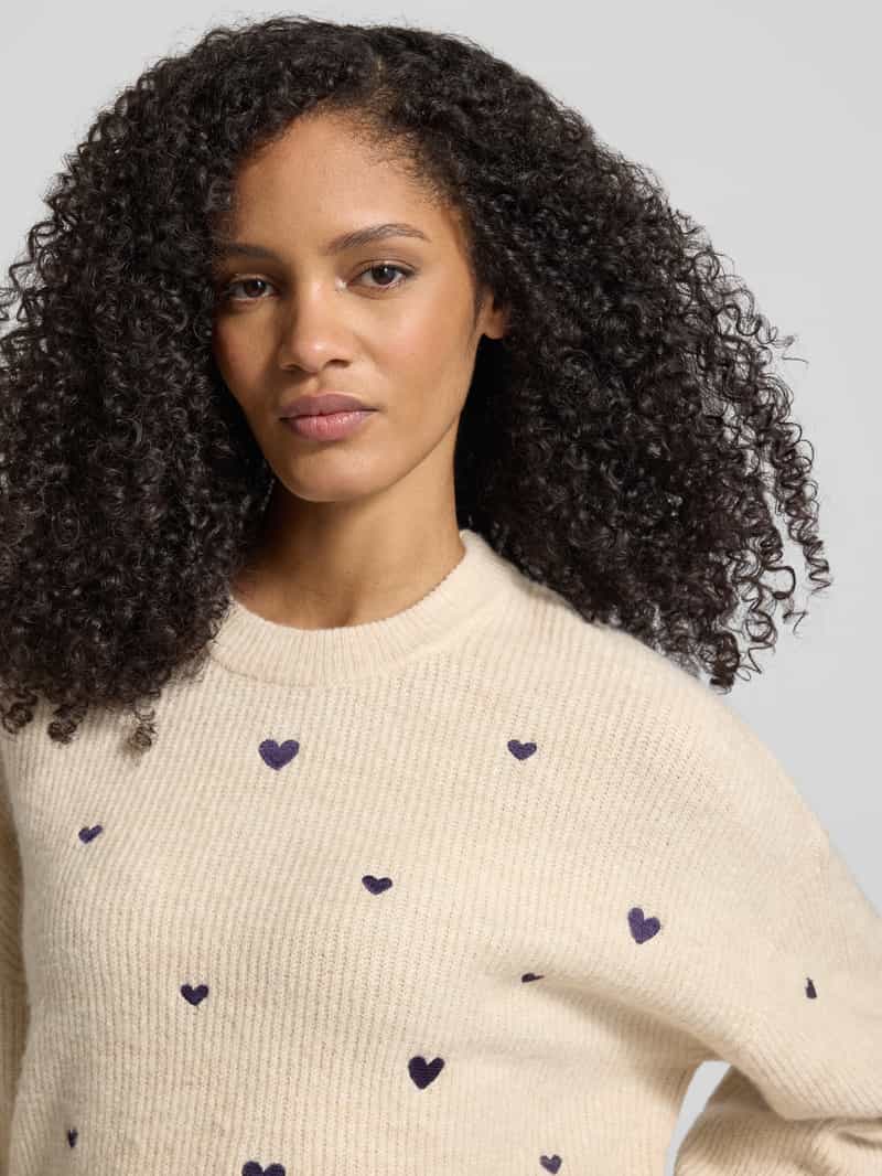 Apricot Gebreide pullover met ronde hals en stitchings
