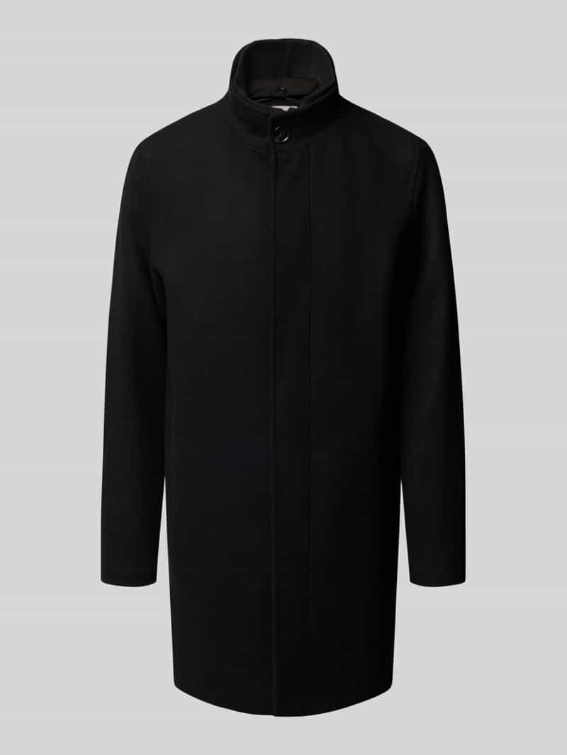 Jack & Jones Premium Lange jas van wolmix met opstaande kraag en steekzakken