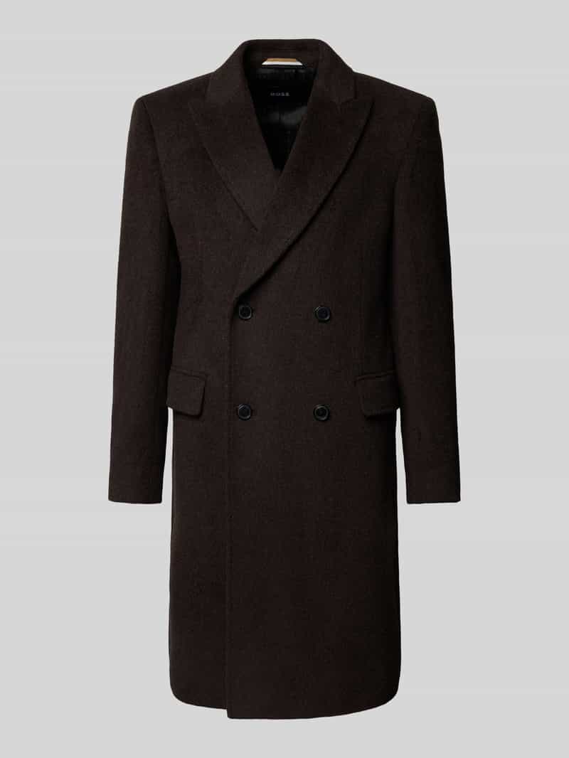 Boss Regular fit lange wollen jas van alpacamix model 'HYDE-DB-PEAK-254'