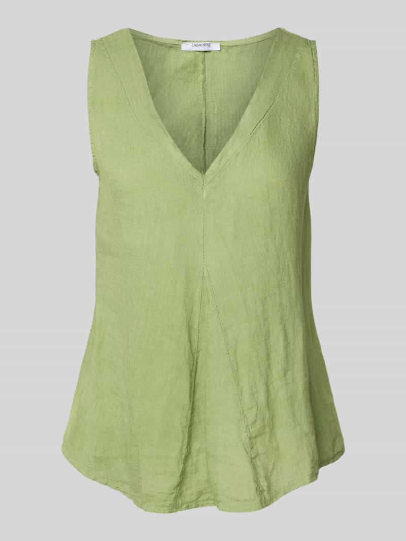 ZABAIONE Regular fit linnen blousetop met V-hals model 'Lu44cia'
